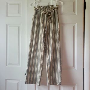 Sienna sky linen blend wide leg paperbag waist tie trousers size small